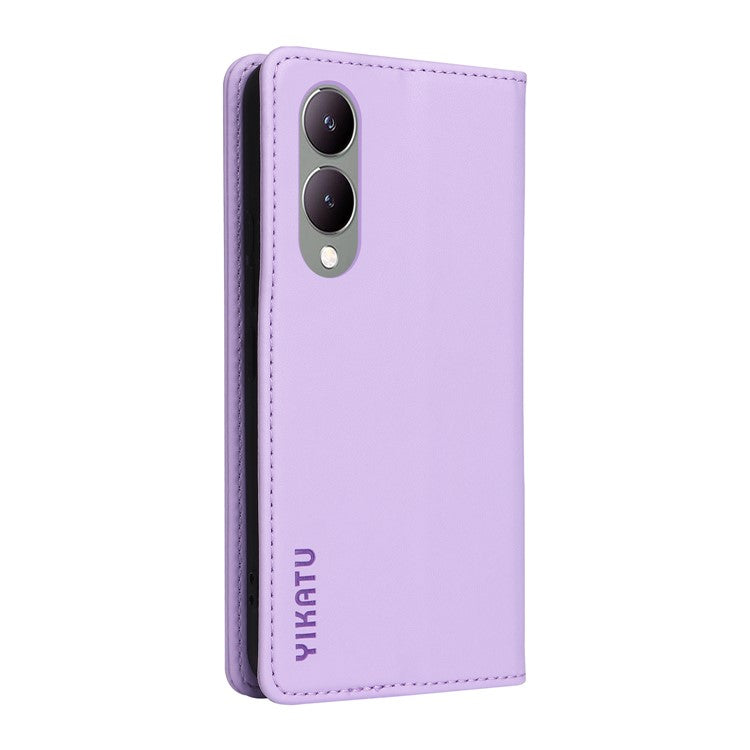 YIKATU YK-001 For vivo Y17s 4G Magnetic Case Leather Wallet Card Slots Phone Cover - Light Purple