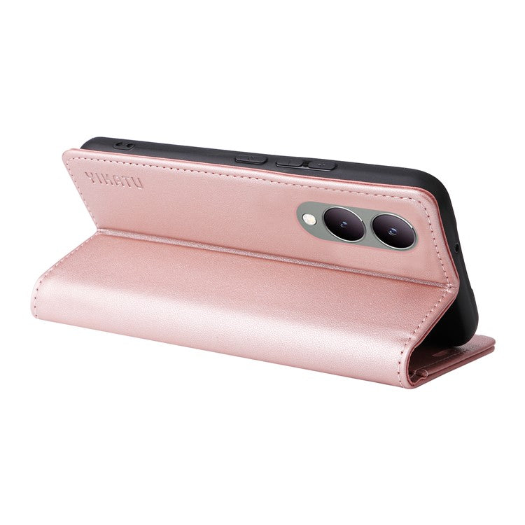 YIKATU YK-001 For vivo Y17s 4G Magnetic Case Leather Wallet Card Slots Phone Cover - Rose Gold