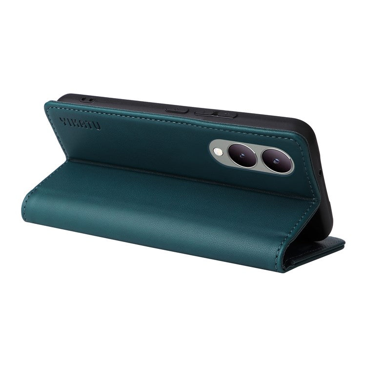 YIKATU YK-001 For vivo Y17s 4G Magnetic Case Leather Wallet Card Slots Phone Cover - Green