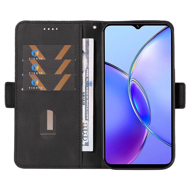 For vivo Y17s 4G Leather Case Rhombus Imprinted Card Slots Phone Cover - Black