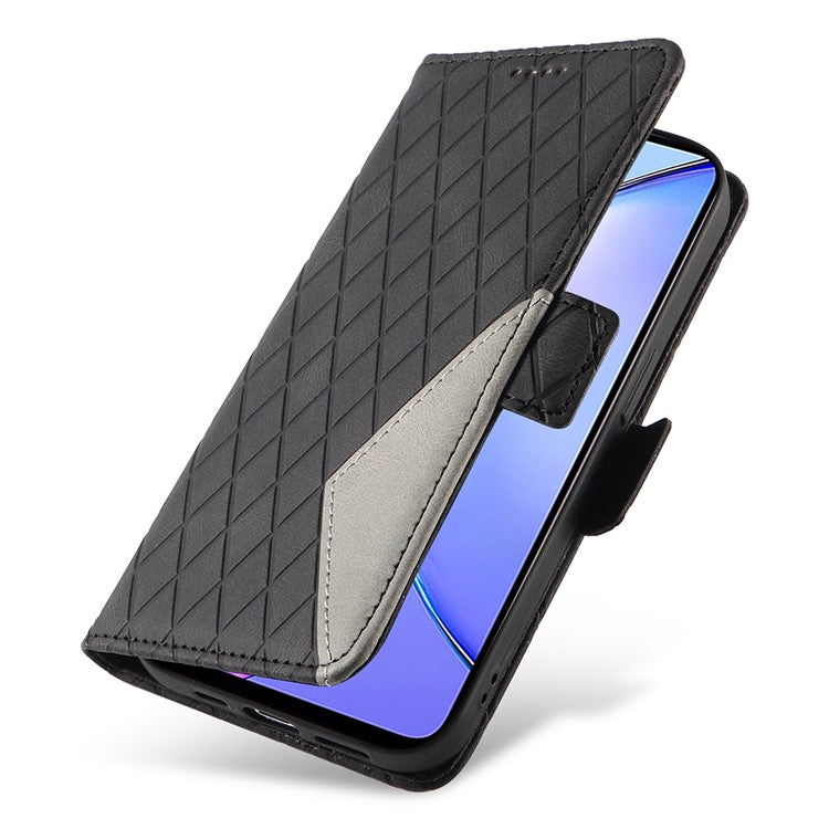 For vivo Y17s 4G Leather Case Rhombus Imprinted Card Slots Phone Cover - Black