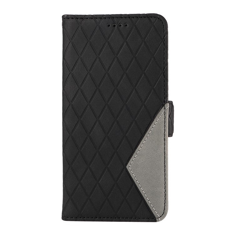 For vivo Y17s 4G Leather Case Rhombus Imprinted Card Slots Phone Cover - Black