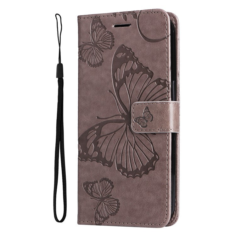 KT Imprinting Flower Series-2 For vivo Y17s 4G Leather Case Wallet Cover Butterfly Pattern - Grey