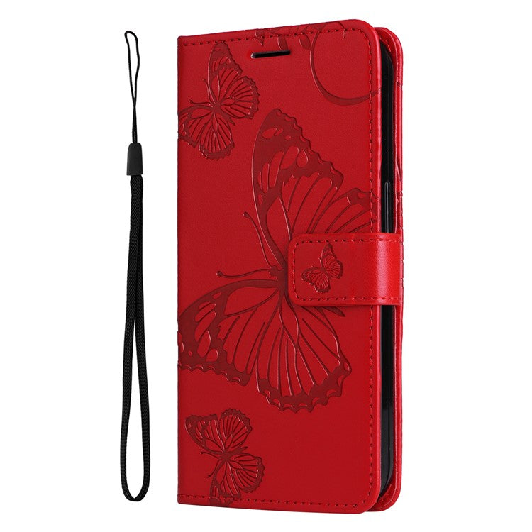 KT Imprinting Flower Series-2 For vivo Y17s 4G Leather Case Wallet Cover Butterfly Pattern - Red