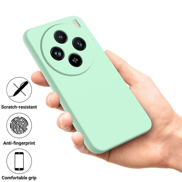 For vivo X100 5G Phone Case Liquid Silicone Protective Cover with Strap - Green