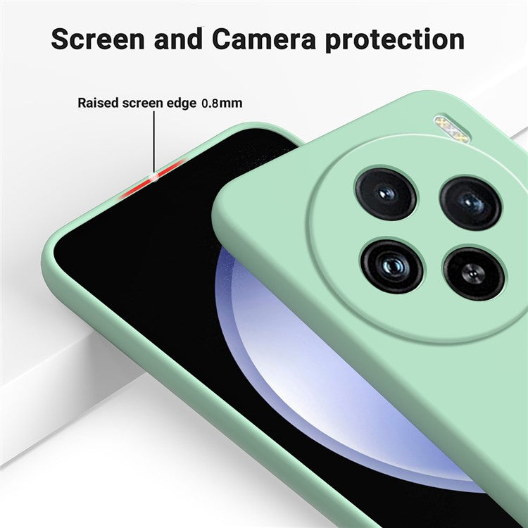 For vivo X100 5G Phone Case Liquid Silicone Protective Cover with Strap - Green