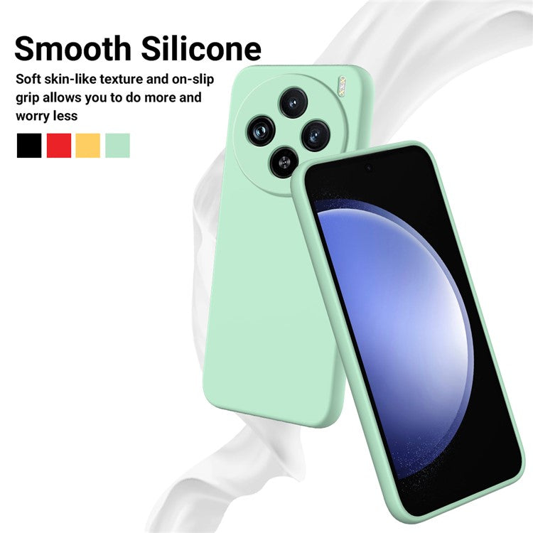 For vivo X100 5G Phone Case Liquid Silicone Protective Cover with Strap - Green