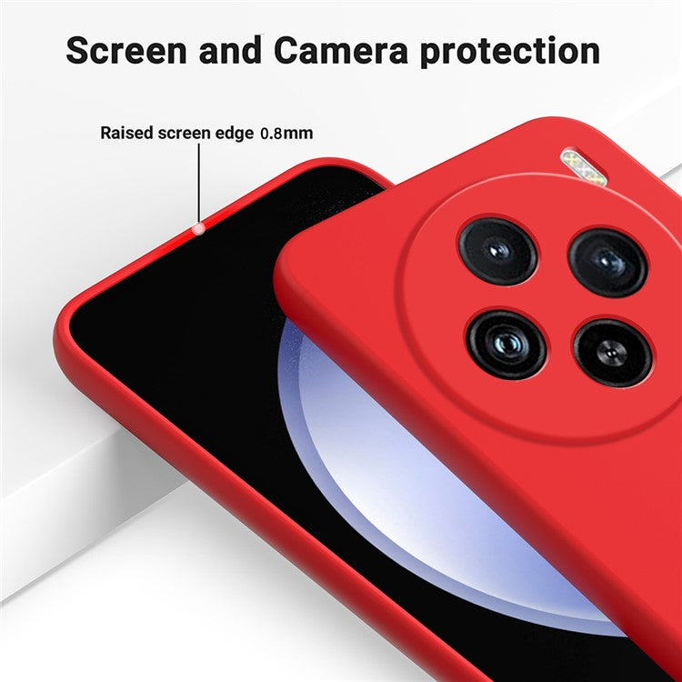 For vivo X100 5G Phone Case Liquid Silicone Protective Cover with Strap - Red