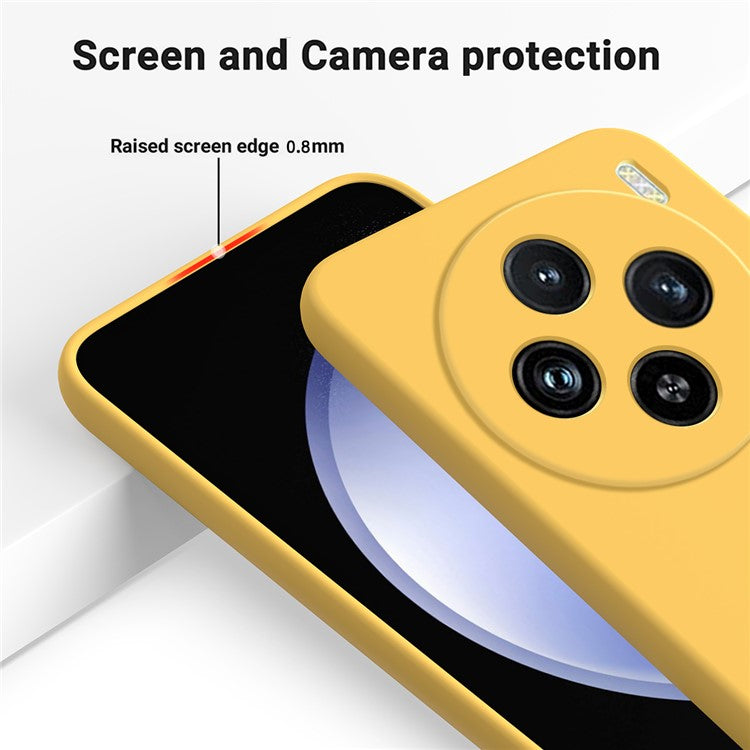 For vivo X100 5G Phone Case Liquid Silicone Protective Cover with Strap - Yellow