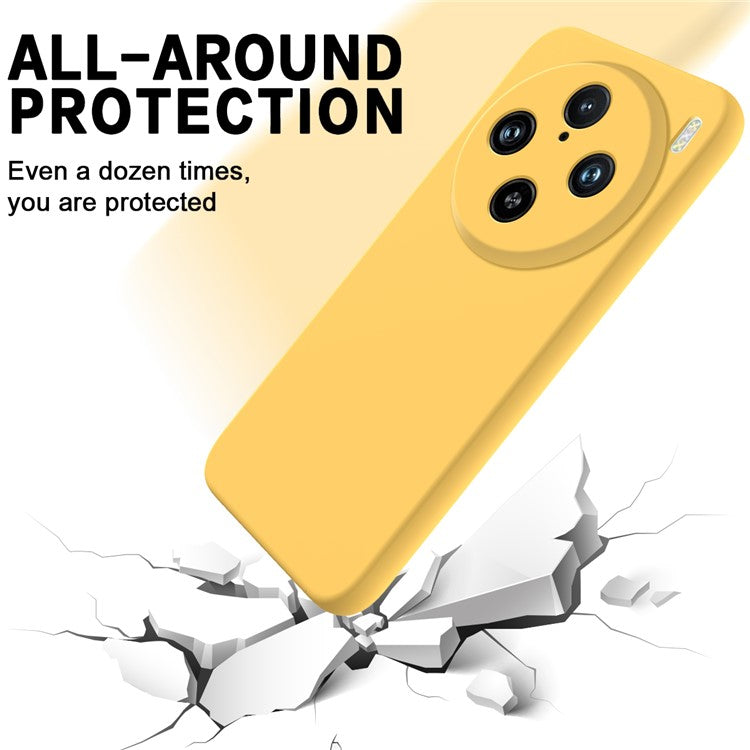 For vivo X100 Pro 5G Case Slim-Fit Phone Cover Liquid Silicone Phone Shell with Strap - Yellow