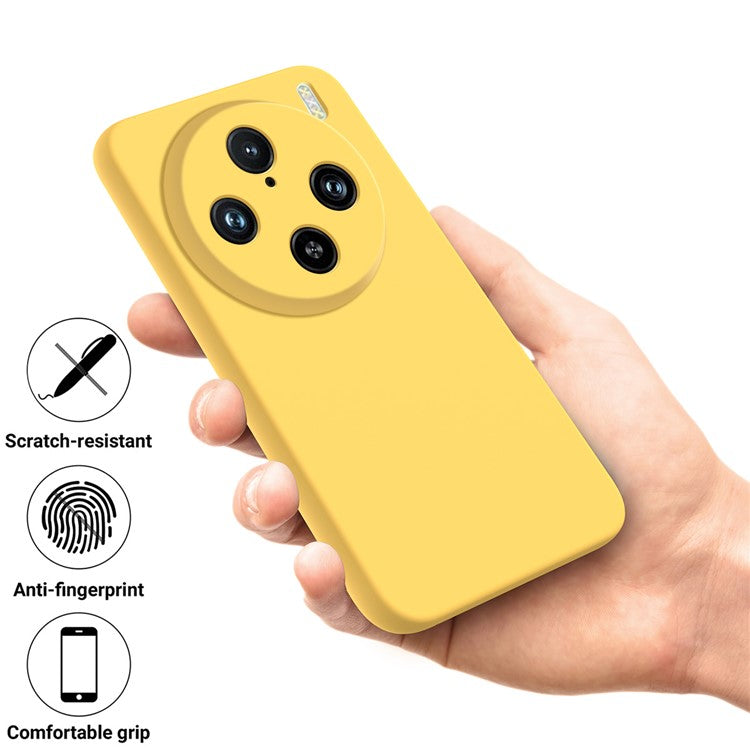 For vivo X100 Pro 5G Case Slim-Fit Phone Cover Liquid Silicone Phone Shell with Strap - Yellow