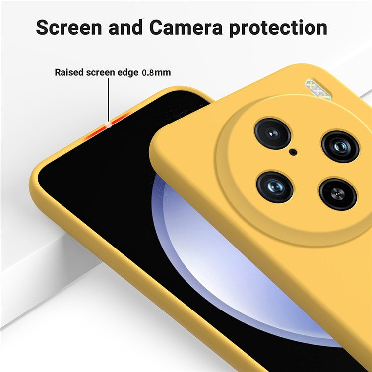 For vivo X100 Pro 5G Case Slim-Fit Phone Cover Liquid Silicone Phone Shell with Strap - Yellow