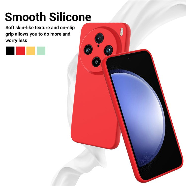 For vivo X100 Pro 5G Case Slim-Fit Phone Cover Liquid Silicone Phone Shell with Strap - Red