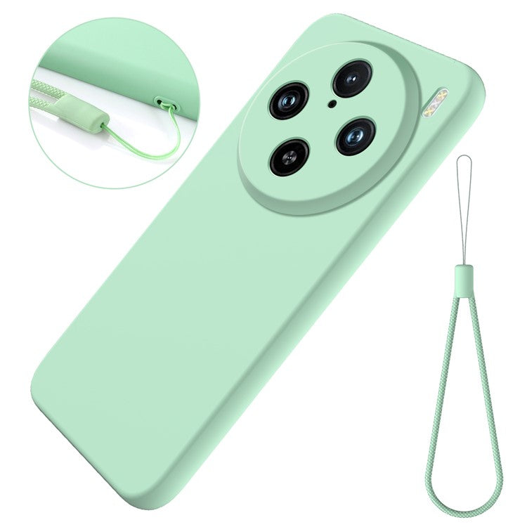 For vivo X100 Pro 5G Case Slim-Fit Phone Cover Liquid Silicone Phone Shell with Strap - Green