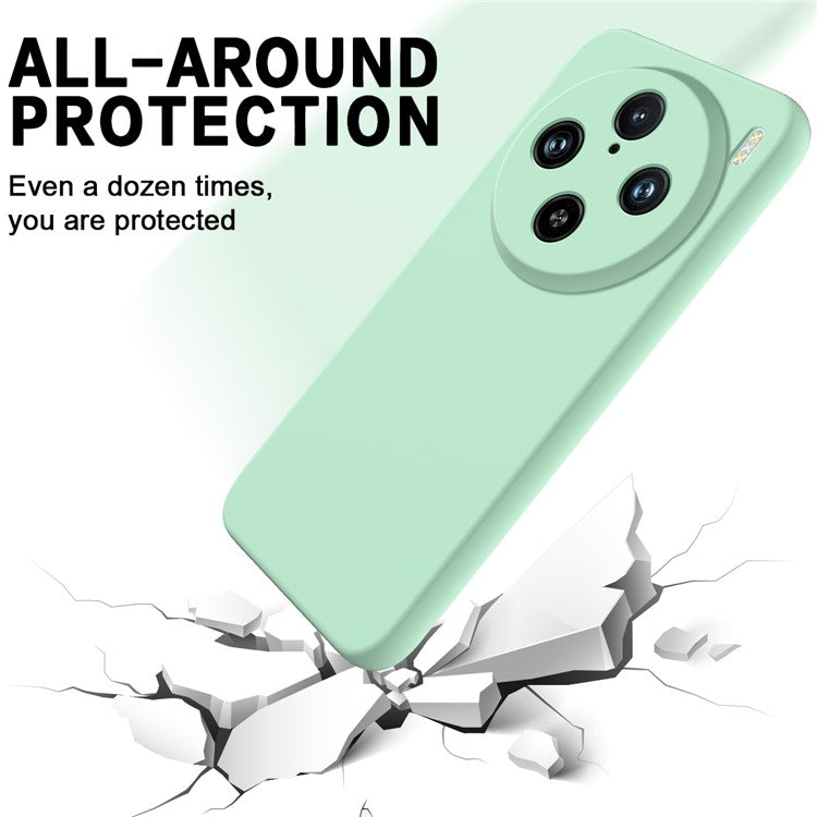 For vivo X100 Pro 5G Case Slim-Fit Phone Cover Liquid Silicone Phone Shell with Strap - Green