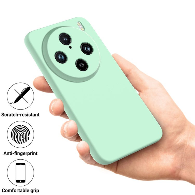 For vivo X100 Pro 5G Case Slim-Fit Phone Cover Liquid Silicone Phone Shell with Strap - Green