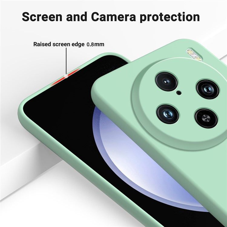 For vivo X100 Pro 5G Case Slim-Fit Phone Cover Liquid Silicone Phone Shell with Strap - Green