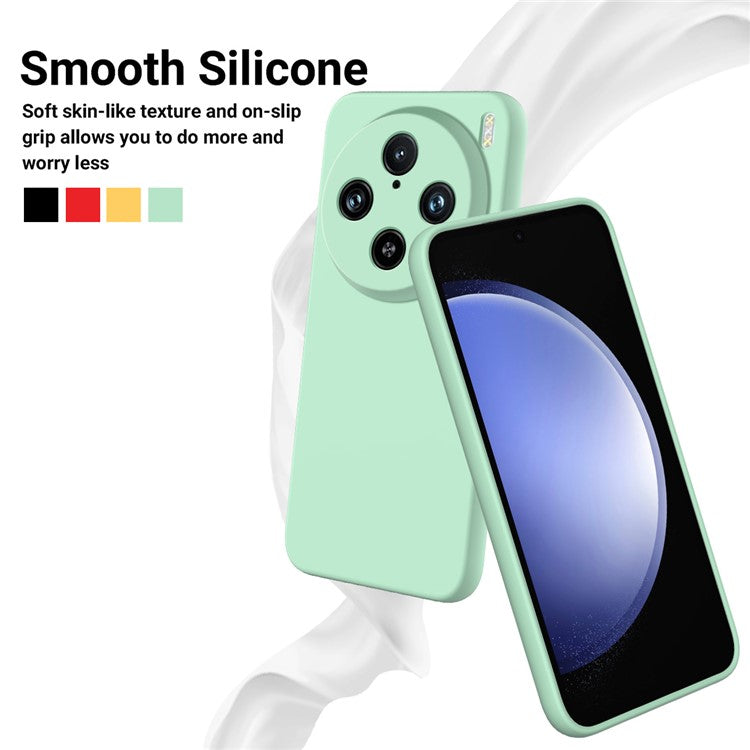 For vivo X100 Pro 5G Case Slim-Fit Phone Cover Liquid Silicone Phone Shell with Strap - Green