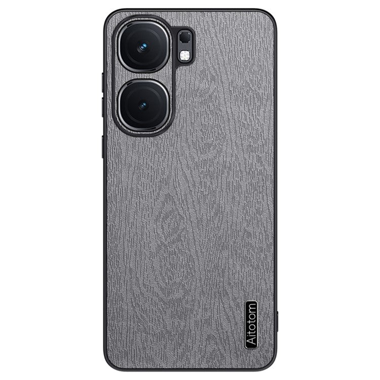 For vivo iQOO Neo9 5G Case Wood Grain PU+PC+TPU Shockproof Phone Cover - Grey