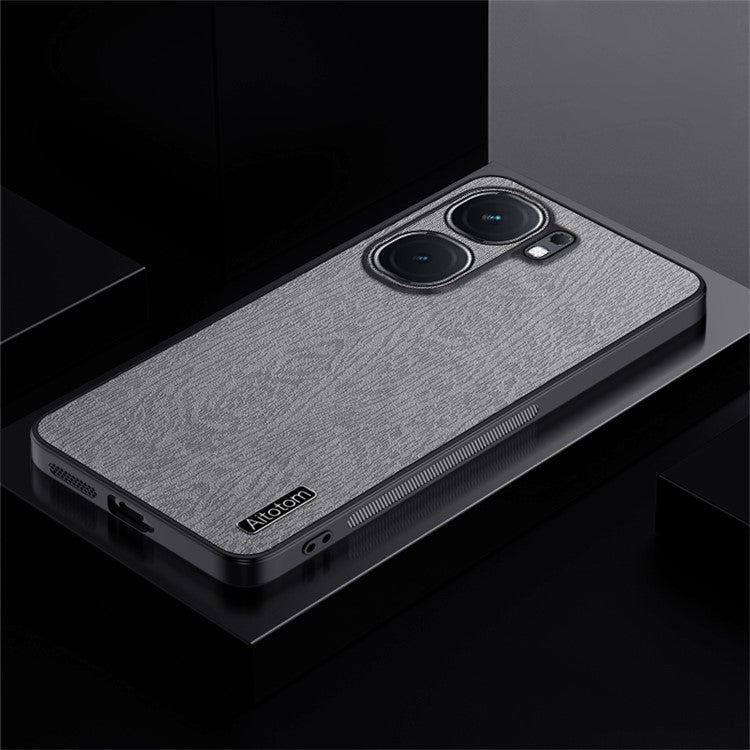 For vivo iQOO Neo9 5G Case Wood Grain PU+PC+TPU Shockproof Phone Cover - Grey