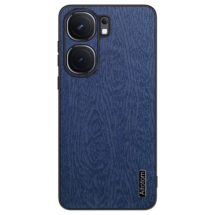 For vivo iQOO Neo9 5G Case Wood Grain PU+PC+TPU Shockproof Phone Cover - Blue