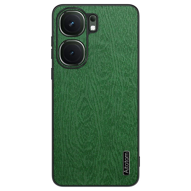 For vivo iQOO Neo9 5G Case Wood Grain PU+PC+TPU Shockproof Phone Cover - Green