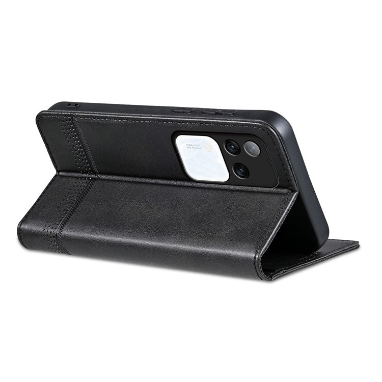 AZNS For vivo S18 Pro 5G Magnetic Case Leather Wallet Stand Phone Cover - Black