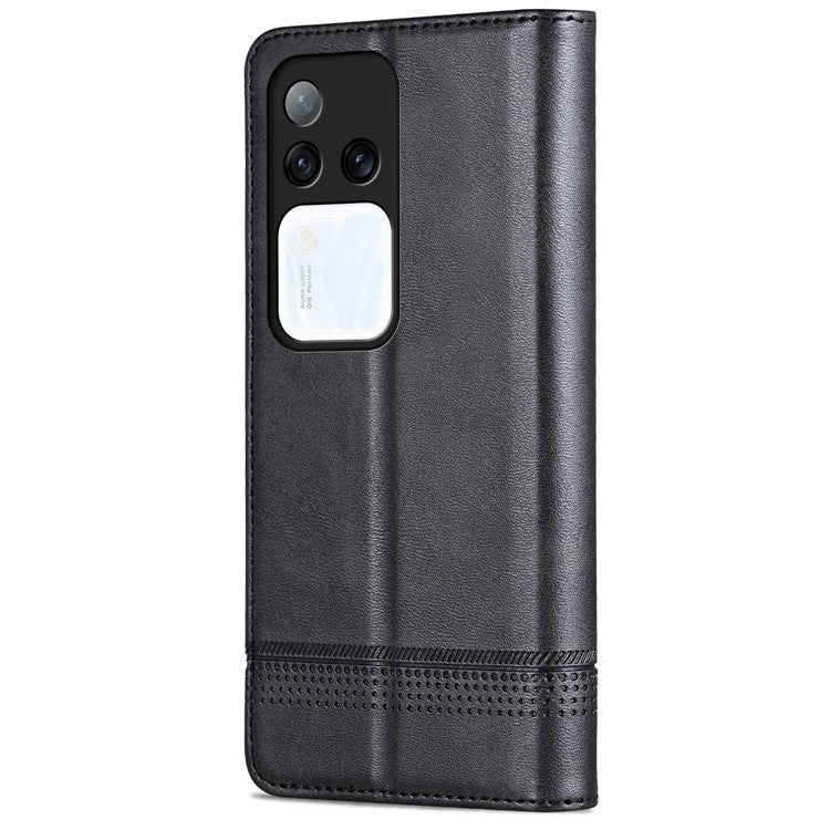 AZNS For vivo S18 Pro 5G Magnetic Case Leather Wallet Stand Phone Cover - Black