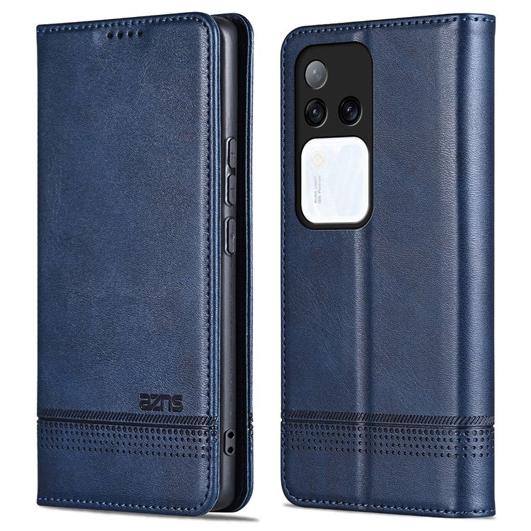 AZNS For vivo S18 Pro 5G Magnetic Case Leather Wallet Stand Phone Cover - Blue