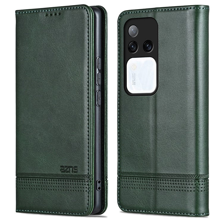 AZNS For vivo S18 Pro 5G Magnetic Case Leather Wallet Stand Phone Cover - Green