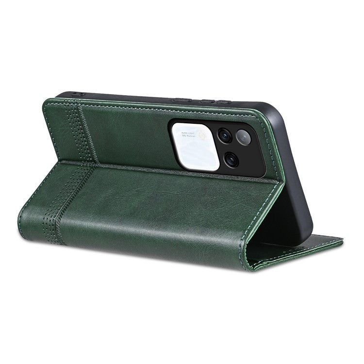 AZNS For vivo S18 Pro 5G Magnetic Case Leather Wallet Stand Phone Cover - Green