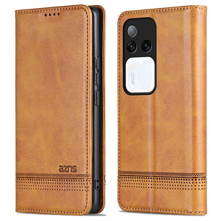 AZNS For vivo S18 Pro 5G Magnetic Case Leather Wallet Stand Phone Cover - Brown