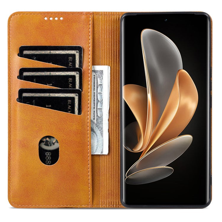 AZNS For vivo S18 Pro 5G Magnetic Case Leather Wallet Stand Phone Cover - Brown