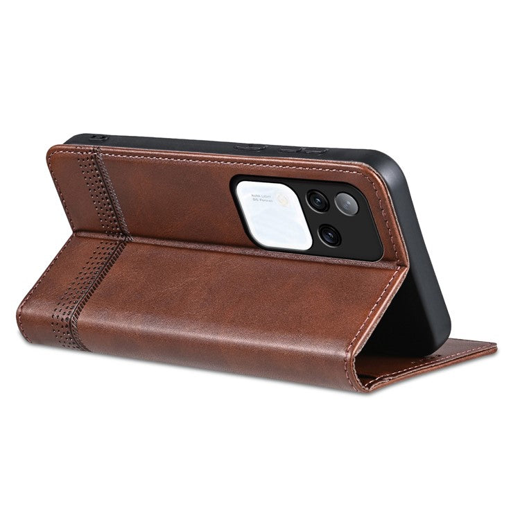 AZNS For vivo S18 Pro 5G Magnetic Case Leather Wallet Stand Phone Cover - Coffee