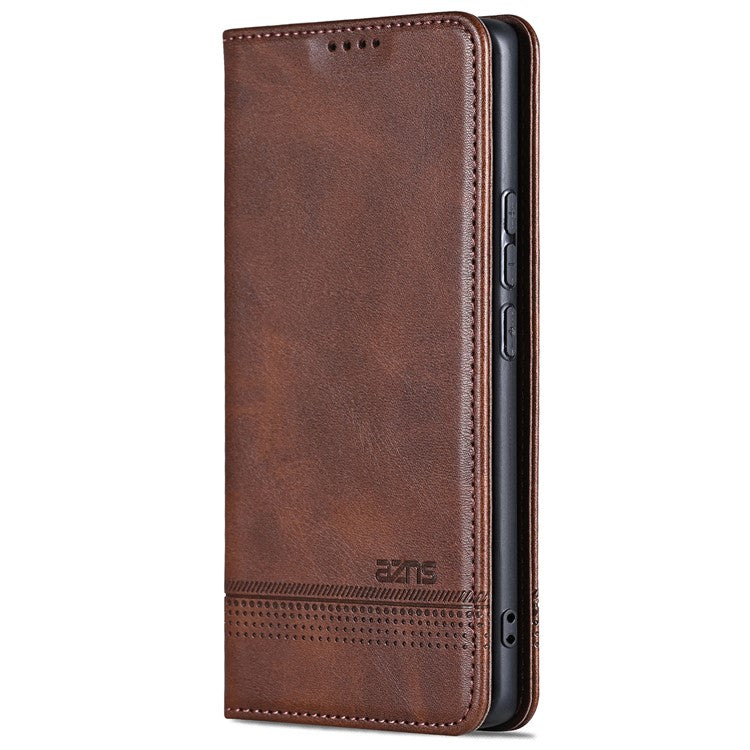 AZNS For vivo S18 Pro 5G Magnetic Case Leather Wallet Stand Phone Cover - Coffee