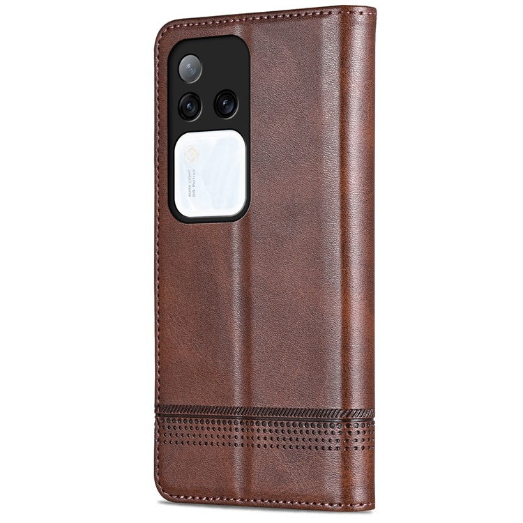 AZNS For vivo S18 Pro 5G Magnetic Case Leather Wallet Stand Phone Cover - Coffee