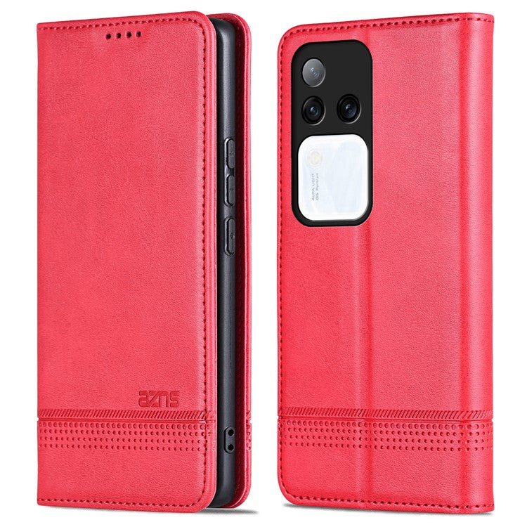 AZNS For vivo S18 Pro 5G Magnetic Case Leather Wallet Stand Phone Cover - Red