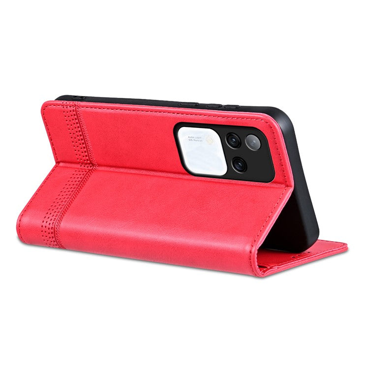 AZNS For vivo S18 Pro 5G Magnetic Case Leather Wallet Stand Phone Cover - Red