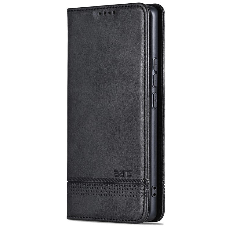 AZNS For vivo S18 5G Case Leather Stand Card Slots Phone Cover with Magnetic Closure - Black