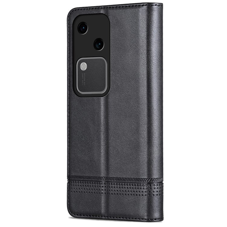 AZNS For vivo S18 5G Case Leather Stand Card Slots Phone Cover with Magnetic Closure - Black