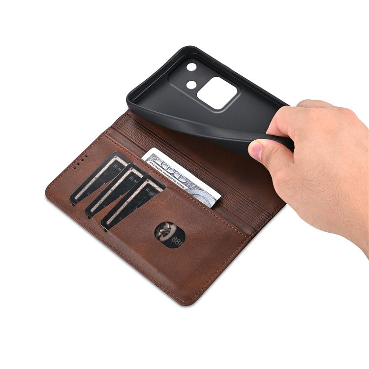 AZNS For vivo S18 5G Case Leather Stand Card Slots Phone Cover with Magnetic Closure - Coffee