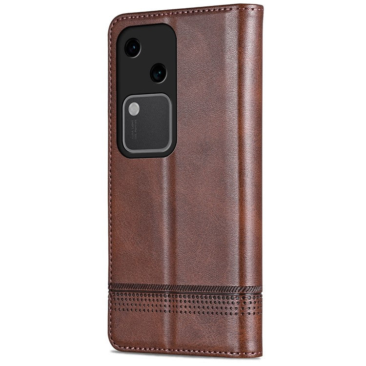 AZNS For vivo S18 5G Case Leather Stand Card Slots Phone Cover with Magnetic Closure - Coffee