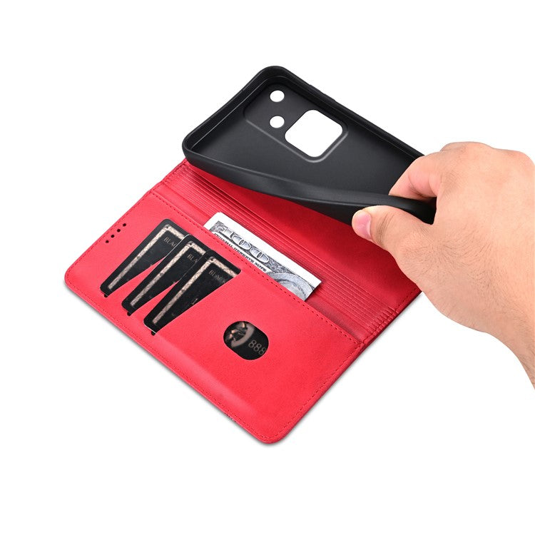 AZNS For vivo S18 5G Case Leather Stand Card Slots Phone Cover with Magnetic Closure - Red