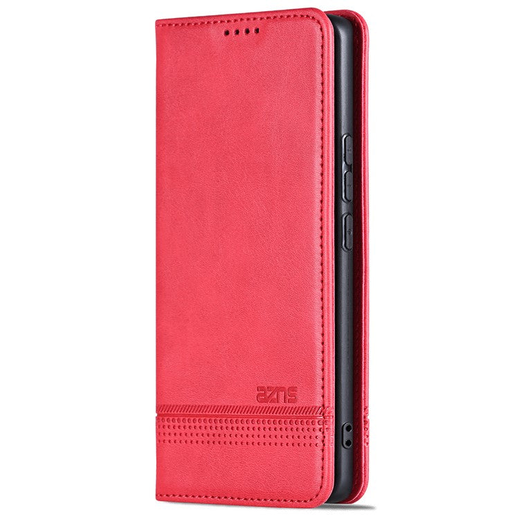 AZNS For vivo S18 5G Case Leather Stand Card Slots Phone Cover with Magnetic Closure - Red