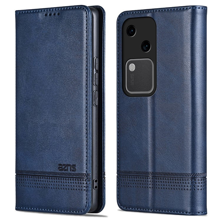 AZNS For vivo S18 5G Case Leather Stand Card Slots Phone Cover with Magnetic Closure - Blue