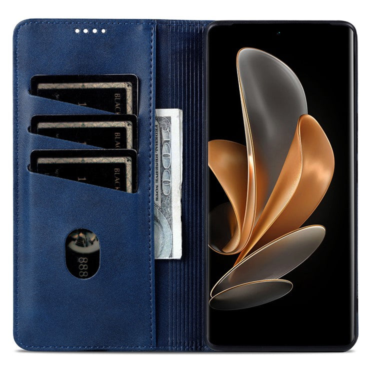 AZNS For vivo S18 5G Case Leather Stand Card Slots Phone Cover with Magnetic Closure - Blue