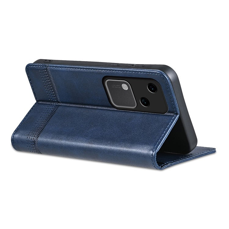 AZNS For vivo S18 5G Case Leather Stand Card Slots Phone Cover with Magnetic Closure - Blue