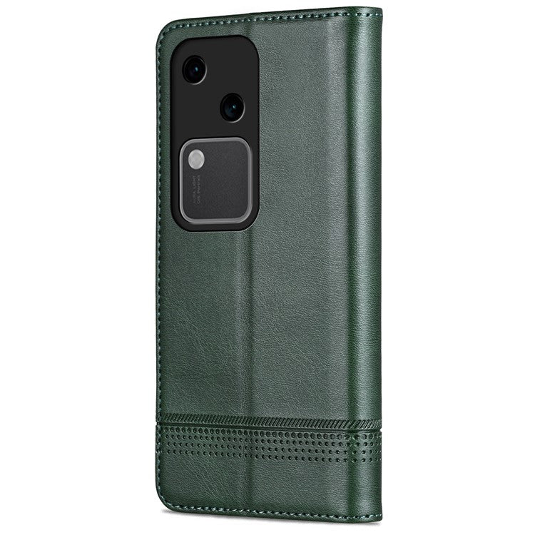 AZNS For vivo S18 5G Case Leather Stand Card Slots Phone Cover with Magnetic Closure - Green