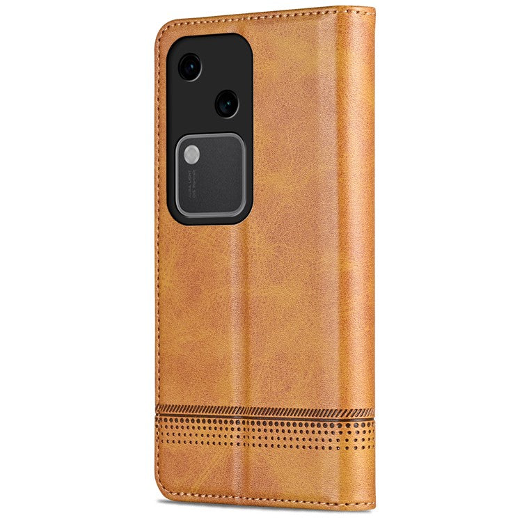 AZNS For vivo S18 5G Case Leather Stand Card Slots Phone Cover with Magnetic Closure - Brown