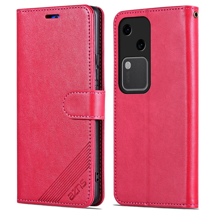 AZNS For vivo S18 5G Shockproof Wallet Case PU Leather Flip Phone Cover - Red